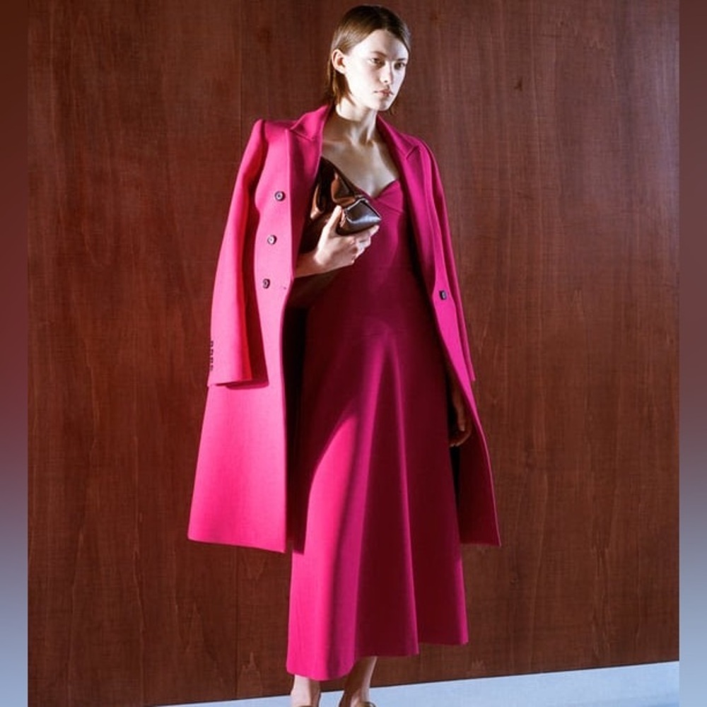 ZARA BUSTIER MIDI DRESS BLOGGERS FAV NEW WITH TAGS SMALL FUCHSIA